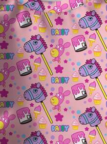 GUMBALL X SHEIN Áo nỉ dài tay cổ tròn họa tiết hoạt hình cho bé gái - trắng - Xem 4