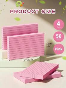 Pink Index Cards 3x5, 200 PCS 3x5 Index Cards Flashcards, Heavyweight Note Cards 3x5 Flash Cards Single-Sided 3x5 Study Card, Ruled 3 X 5 Index Cards Ruled Index Notecard For School Office Home - Multicolor - View 2