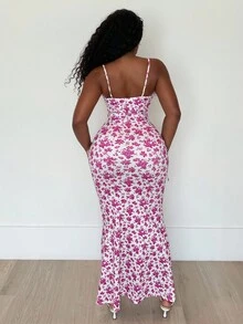 Alexandranx 女士花卉印花紧身性感时尚优雅派对度假节夏季连衣裙 - 彩色 - 查看 2