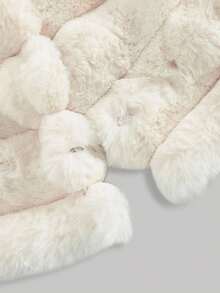 SHEIN MOD Damen Creme flauschiger dicker Mantel, Herbst/Winter Mantel, elegant, für Frauen