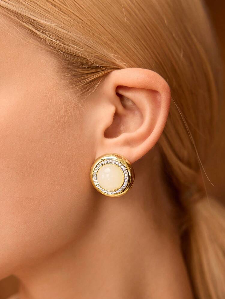 Boucles d'oreilles en résine plaquées or 18 carats avec strass