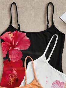 SHEIN Leap Crew Bộ 3 áo ba lỗ in hoa giản dị cho bé gái tuổi teen, phù hợp cho kỳ nghỉ hè - Nhiều màu - Xem 5