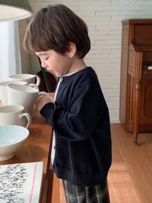 DAZY Toddler Boys' Loose Casual Knit Cardigan Thin Jacket, Embroidered Pattern, Autumn