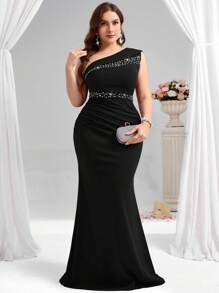Coutiva Vestido de noche formal de talla grande (muy adornado) - Negro - Ver 6