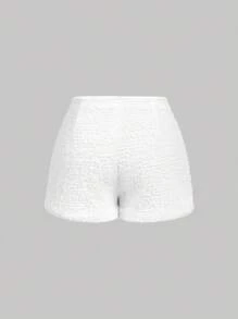 SHEIN MOD Quần short đính kim cương lấp lánh kiểu cổ điển với thắt lưng thanh lịch - Hoàn hảo cho phong cách quý tộc xưa, dự tiệc, hẹn hò, các buổi tiệc, ngày lễ, trang phục công sở, đi học, dự lễ hội Halloween, và các dịp trang trọng khác. - trắng - Xem 2