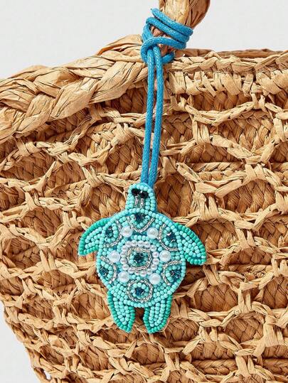 Fairycore 1pc Handmade Beaded Ocean Style Vacation Element Sequin Leather Bag Charm