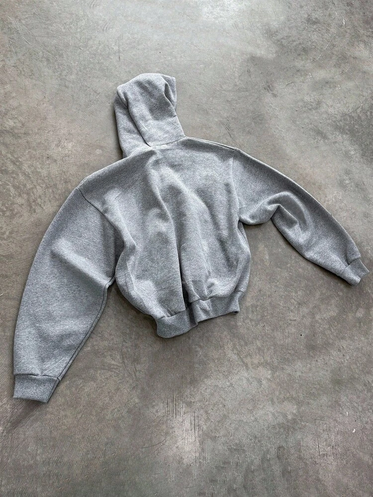 INAWLY Sudadera con capucha con cremallera y estampado de estrella, estilo de moda callejera para mujer - Gris - Añade 2