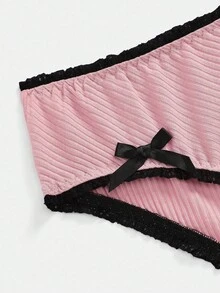 Quần lót dễ thương có viền ren, họa tiết quả anh đào phối màu tương phản dành cho thiếu nữ, màu hồng. - Hồng - Xem 3