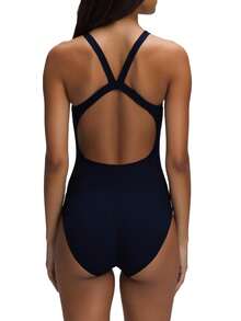 Nike 女士露背吊带连体泳衣 度假泳装 - 藏蓝色 - 查看 2