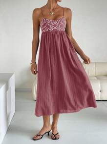 Siren Gaze 1 件女士长裙，黑色细肩带 - 藕粉色 - 查看 2