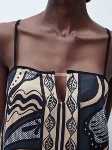 Maija Đầm nữ cổ chữ V in hoa, dây mảnh điều chỉnh được, dáng chữ H, thời trang tối giản, phù hợp cho đi biển, kỳ nghỉ ở Hawaii, hoặc mặc thường ngày. - màu đen - Xem 7