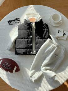 3 件套男婴/女婴休闲羊毛背心、灰色连帽衫和慢跑裤运动服，男女通用婴儿冬装 - 彩色 - 查看 5