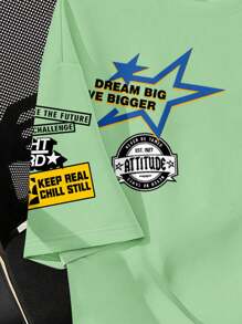 SHEIN 青少年男孩休闲简约短袖圆领 T 恤，适合夏季 - 白色 - 查看 3