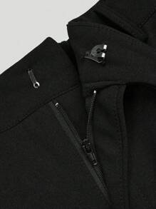 SHEIN CURVE+ 大码女式纯色时尚休闲紧身喇叭裤，适合通勤 - 黑色 - 查看 3