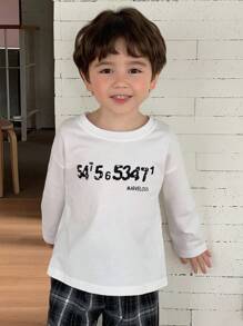 Hapijoa Young Boys' Loose Casual Basic Letter Print T-Shirt, Versatile For Layering Or Outerwear, Autumn Long Sleeve Tops Girl - White - View 1