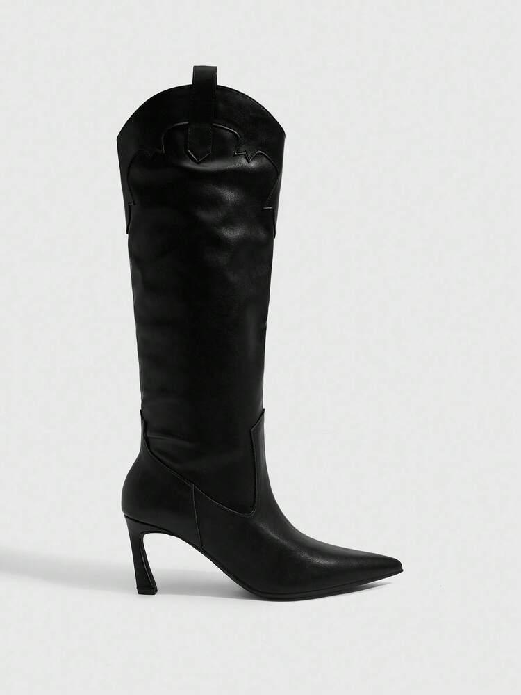 CUCCOO SZL Women's Fashionable Black Comfortable Low Heel Over-The-Knee Boots