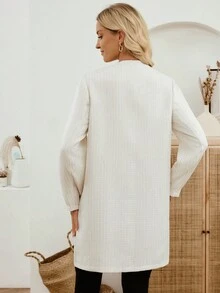 EMERY ROSE Veste longue décontractée à manches longues et fermeture éclair pour femmes, cardigan long blanc, cardigan long, cardigan duster, veste blanche pour femmes, cardigan, vêtements d'hiver pour femmes, veste d'hiver, manteau d'hiver, manteau d'hiver pour femmes, vêtements d'automne pour femmes