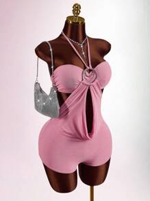 Amplova 夏季露背镂空性感紧身连体裤，休闲派对装