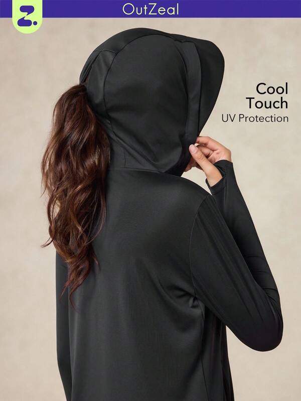 OutZeal Giacca con cappuccio da donna con protezione solare UPF50+ e raffreddamento, con visiera staccabile