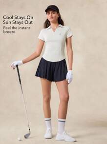 OutZeal 女款 Cool Touch 修身 Polo 紧身 T 恤 运动高尔夫日常 - 白色 - 查看 2