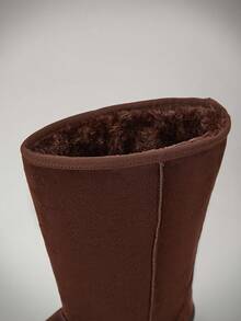 Solezae Women's Slip-On Faux Fur Lining Flatform Faux Suede Winter Boots - Chocolate Brown - View 5