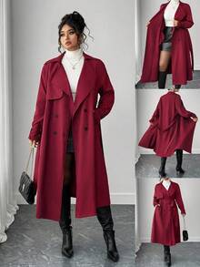 Elenzga Halloween Fashionable Elegant Long Red Windbreaker For Women Winter Fall Autumn