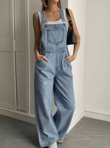 DAZY Mono con peto vaquero holgado y casual para mujer
