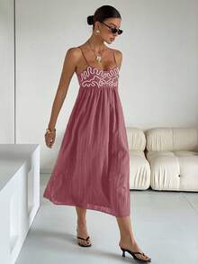 Siren Gaze 1 件女士长裙，黑色细肩带 - 藕粉色 - 查看 6