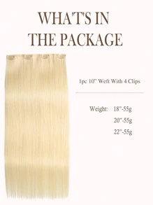 Seamless Clip Ins 丰盈发片 55克 1片 613# 漂白金发 100% 高品质毛鳞片顺滑 Remy 真人发 无痕 PU 夹式接发片 - S613 - 查看 3