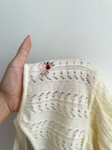 Sunnyshic Sexy & Cute Backless Camisole Top With Embroidery & Matching Embroidered Knit Shorts 2 Pieces Set, Versatile For Vacation - Apricot - View 7