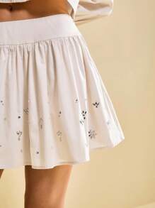 Muvela Fustă elegantă de culoare solidă cu strasuri pentru femei, toamnă/iarnă 2025, stil stradal vintage retro, stil casual Y2K, potrivită pentru birou, întâlniri, petrecere, călătorii, înapoi la școală - Caisă - Vizualizare 7
