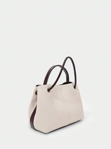 SHECARRY 女士时尚大容量手提包，适合日常使用 - 杏色 - 查看 3