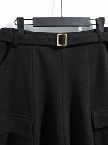 Lyxana Saia Elegante de Cor Sólida Feminina, Adequada para Uso Diário - Preto - Visão 6