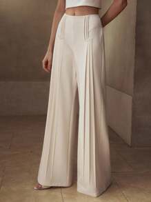 MOTF PREMIUM FOLD PLEATED WIDE LEG SUIT PANTS - Apricot - View 5