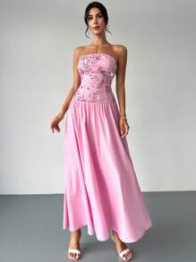 Firerie Váy maxi cao thấp họa tiết hoa sequin màu hồng dành cho nữ, Váy đi nghỉ lãng mạn, Váy phù dâu dự tiệc cưới, Váy maxi không dây thanh lịch, Sang trọng, Gợi cảm, Nghỉ dưỡng, Bãi biển, Boho, Hawaii, Lãng mạn, Hẹn hò, Tiệc tùng, Mùa cưới, Lễ tốt nghiệp, Vũ hội, Trang phục biểu diễn, Hòa nhạc - Hồng - Xem 9