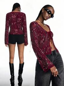 LYSMO 2025 秋冬女士正装 返校 万圣节 婚礼 宾客 度假 Y2K 海滩 可爱 教师 外出 商务休闲 优雅 生日 办公室 乡村 音乐会 俱乐部 性感 西部 工作服 街头服饰 复古 节日 鸡尾酒会 狂欢 亮片 系带上衣