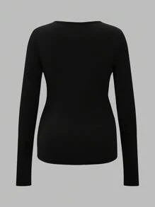 Modmama 孕妇圆领长袖哺乳上衣 - 黑色 - 查看 6