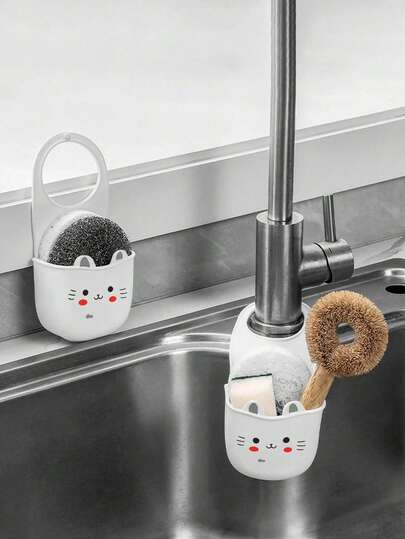 1pc Adorable Silicone Cat-Shaped Faucet Accessory: Perfect For Organizing Kitchen And Bathroom Sinks, Showers, And Kitchen Counters - Fits Most Faucets Summer Kitchen Dracation