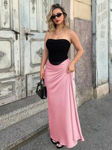 Jeta Ari Women's Plain Simple Daily Wear Skirt Maxi Women Outfit - Dusty Pink - View 4