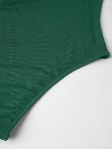 EURMUSE Women's Casual Solid Color Bodysuit & Loose Fit Pants 2 Pieces Set - Green - View 7