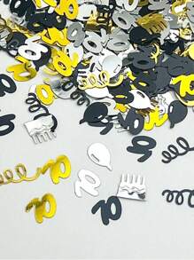 SHEIN 15g/袋黑金数字五彩纸屑装饰 18/30/40/50/60 岁生日快乐派对周年纪念桌面散落用品，圣诞节 - 彩色 - 查看 17