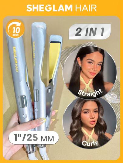 SHEGLAM HAIR 時尚別緻的 Twist Kiss 平板夾，負離子二合一直發捲髮器，10 分鐘快速捲髮，PTC 快速恆溫加熱，5 檔溫控，數字屏幕顯示，智能記憶，無需調節，強力抓握，輕鬆造型，適合所有髮質 畢業 生日 假期 Summer 冬天 秋天 女性 化妝品 派對 海灘 旅行 露營 戶外 學校 校園 節慶 裝潢風格 禮物 展示 玫瑰 女孩 最好的 顏色 魅力 氛圍 粉紅色的 聖誕節 新年 感恩節 情人節