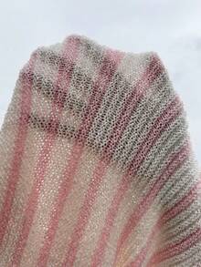 SHEIN Teen Girl Striped Cute Loose Elegant Comfortable Pullover Knit Sweater,In Fall/Winter - Pink - View 7