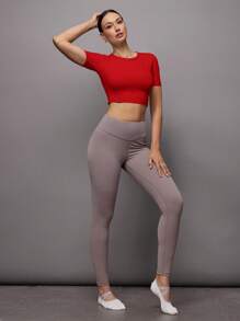 Activina Top abierto de espalda rojo para mujer para yoga y pilates - Rojo - Ver 6