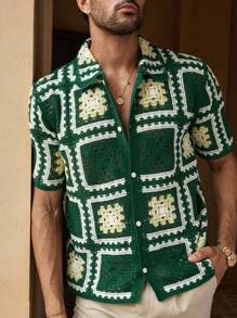 Manfinity BRENVOR 男士休闲宽松三色落肩短袖开衫，适合秋冬