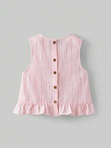 Ontre 少女宽松休闲荷叶边条纹上衣和A字裙两件套 - 粉色 - 查看 6