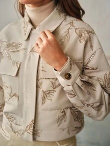 Anewsta 女士秋冬时尚约会之夜刺绣亮片杏色长袖夹克外套 - 杏色 - 查看 8