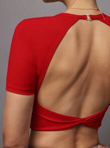 Activina Top abierto de espalda rojo para mujer para yoga y pilates - Rojo - Ver 8