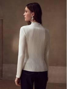 MOTF PREMIUM 纹理图案修身T恤 - 杏色 - 查看 3