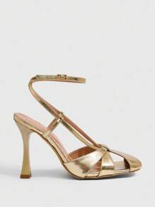 CUCCOO SZL Giày cao gót thanh lịch dành cho nữ, thích hợp khi đi làm, hẹn hò, tiệc tùng, đám cưới, ngày lễ - Vàng - Xem 3